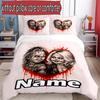 Juego de funda nórdica de 3 piezas (1 funda de edredón + 2 fundas de almohada, sin núcleo), Juego de Ropa de Cama con Nombre Personalizado y Estampado de Novia de Chucky, Regalo de Decoración para Dormitorio del Hogar