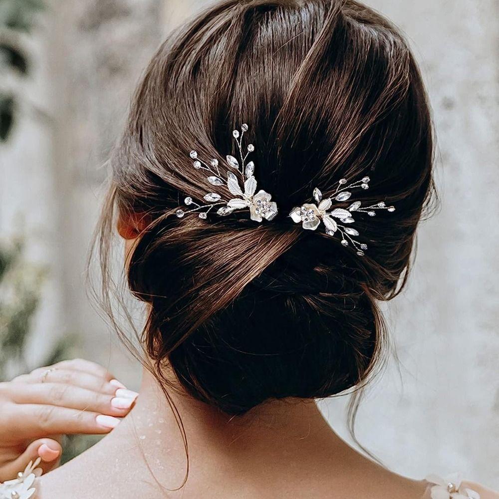Rhinestone Crystal Flower Hairpins Hair Jewelry Vine Hair Pin Graduation Ceremonies