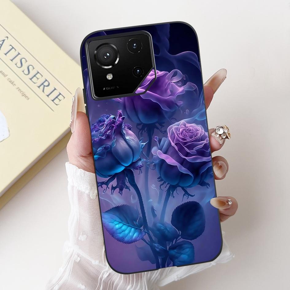 For Asus Rog Phone 9 Pro 5G Case Popular Flower Cartoon Soft Black Silicone Shockproof Cover For Asus Rog Phone 9 FE Phone9 Capa