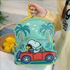 Snoopy Driving A Vehicle Cartoon Pattern Kids Pu Backpack With Padded Interior For Daycare And Outings