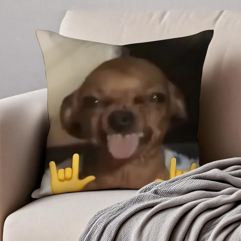 Abstract Cute Funny Pet Dog Meme Cushion Cover Pillowcase Antidustmite Invisible Zipper Short Plush Sofa Cushion