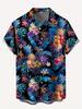 Plus Size Men's Top, Casual Short Sleeve Apparel, Men's Tropical Floral Print Short Sleeve Shirt - Vibrant Hawaiian Style, Casual Button Chest Pocket,