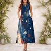Women Plus Size Keyhole Neck Sleeveless Printed A Line Maxi Dress
