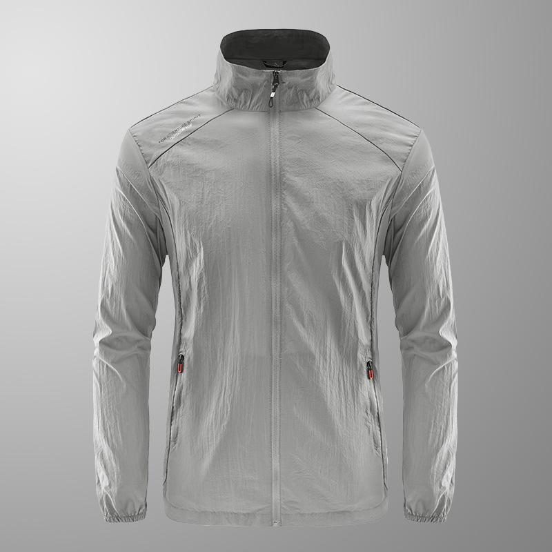 Summer 1011 men's ultra-thin breathable stand-collar UV protection jacket, fishing suit men's skin clothing live stream