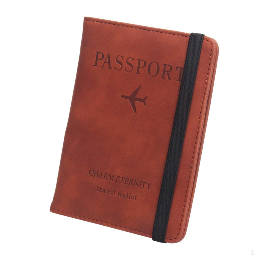 Étui Passeport En Cuir PU - Portefeuille Pliable Avec Bouton, Multi-poches, Voyage