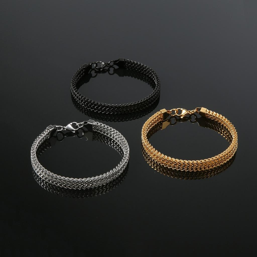 Men's Square Fish Scale Titanium Steel Bracelet, Simple Atmosphere Gold, Silver and Black Three-color Electroplated Bracelet