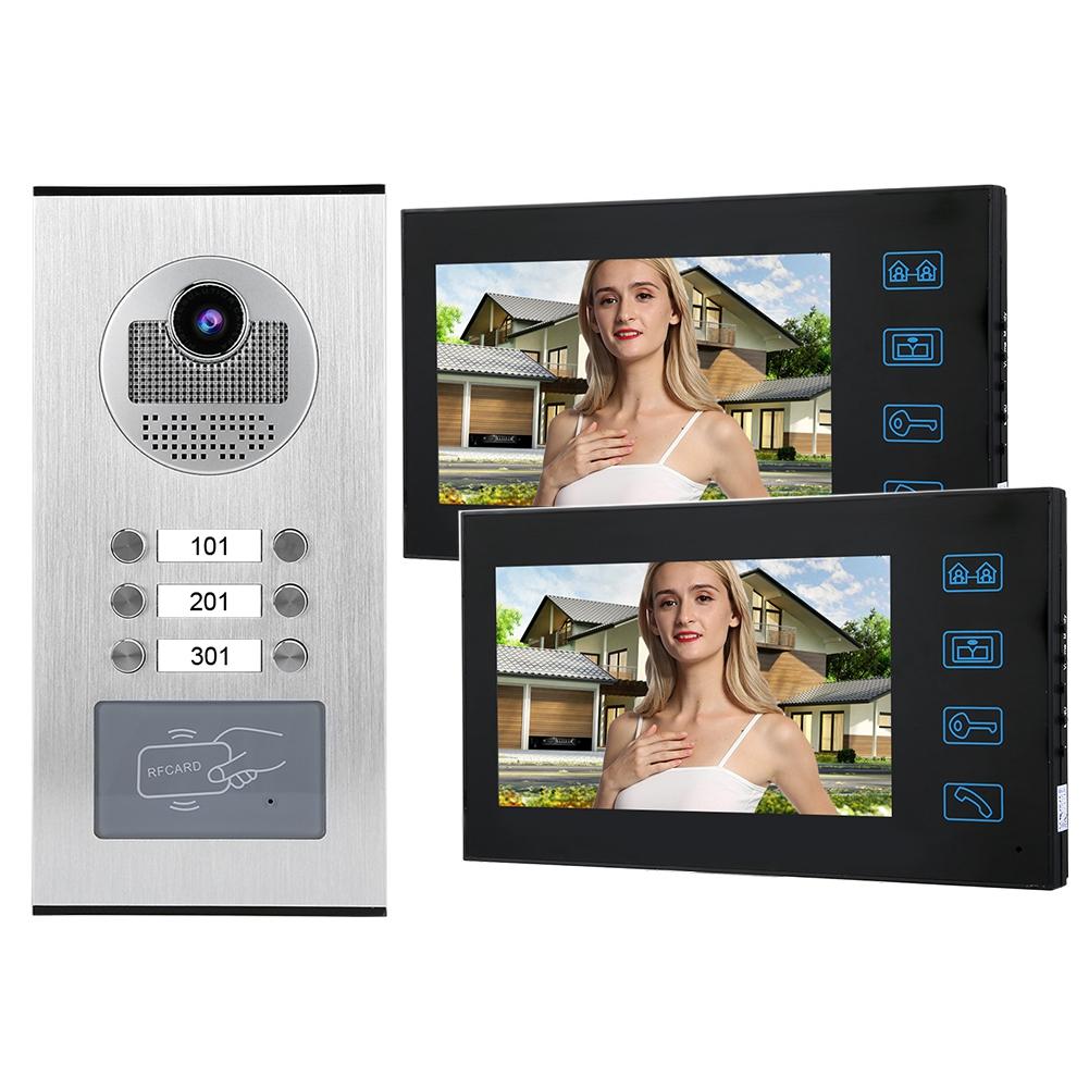 7in 2 Monitors RFID Home Video Access Doorbell Doorphone with Ir cUT Camera
