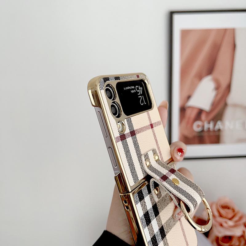 Samsung Galaxy Z Flip3/4 Electroplated Plaid Ring Buckle Case