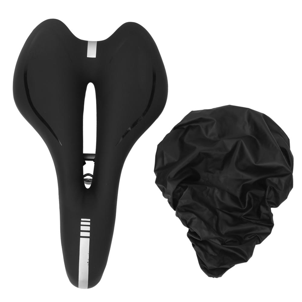 Silicone Bike Seat Hollow Comfortable Mountain Bicycle Saddle Cushion Cycling Accessories with Small Rain Cover