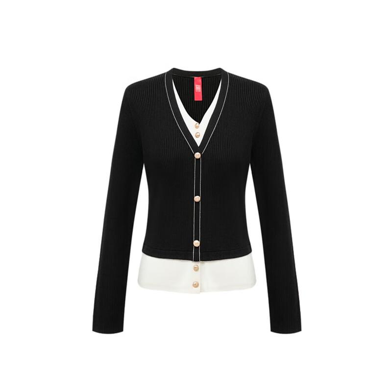 EP YAYING Silk Merino Wool Faux Two-Piece Knit Sweater