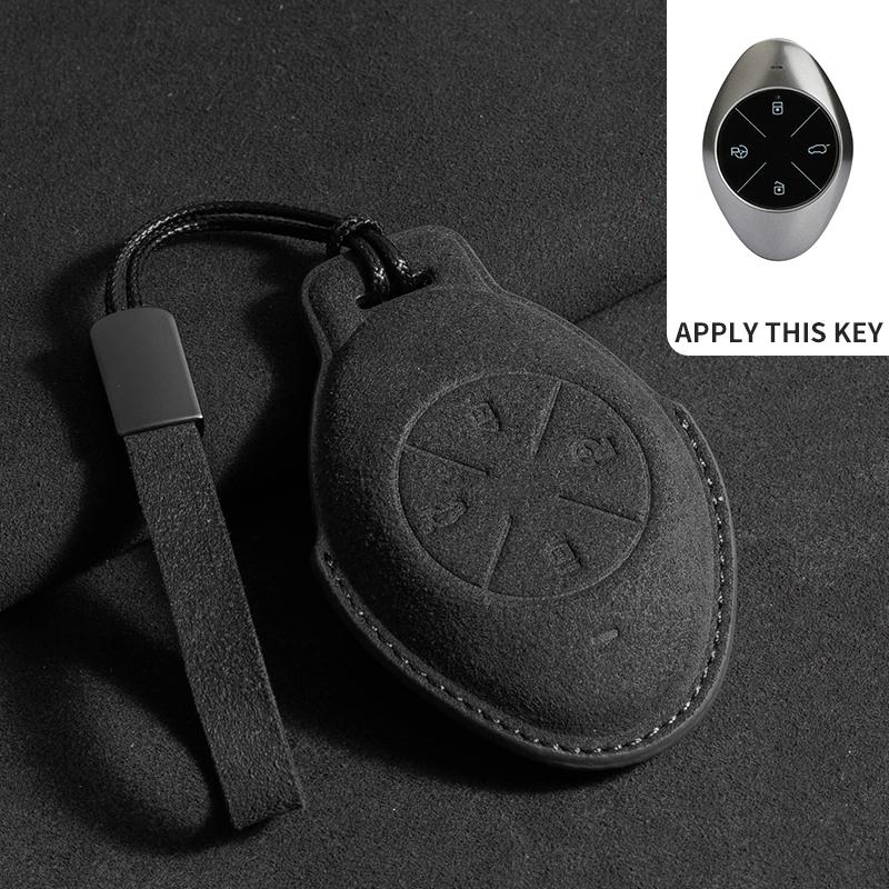 Suede Leather Car Remote Key Case Cover for Xiaopeng Xpeng P7 P7i P5 G3 G3i G9 G6 Car Key Fob Shell Holder Keychain Accessories