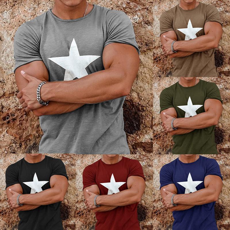 Men's Star Round Neck Relaxed Fit T-Shirt