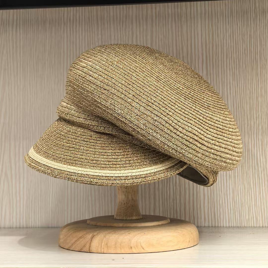 Delle Импортная Тонкая Бумага Плетеная Модная Шляпа Ретро Шляпа для Верховой Езды Полосатая Кепка Женская Летняя Соломенная Шляпа для Защиты от Солнца M（56-58cm）