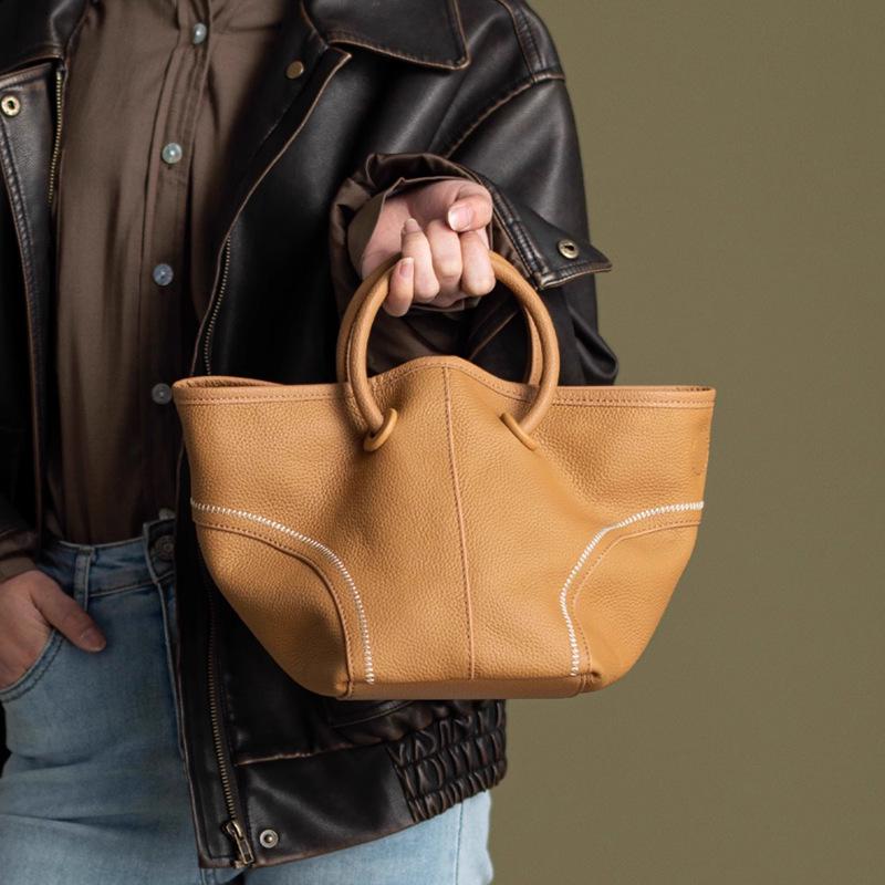 Niche 2024 Women's Market Basket Soft Leather Shoulder & Crossbody Tote Bag