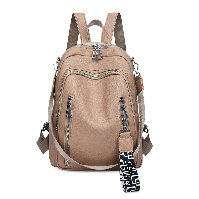 2025 new Korean version fashion trend retro large capacity soft leather backpack outdoor travel backpack women's bag