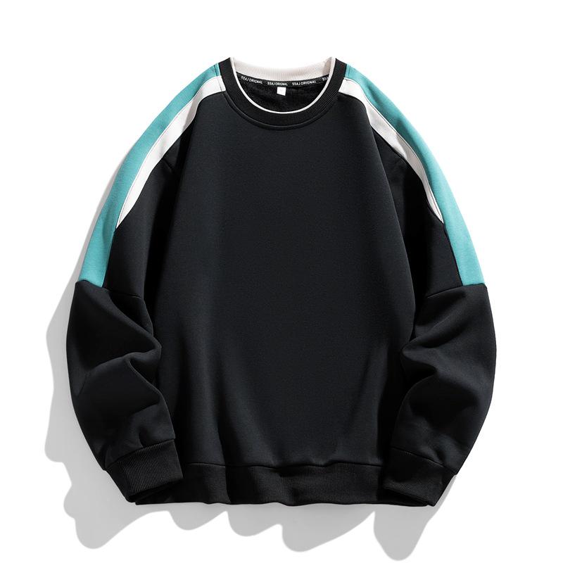 Men's Slim Fit Long-Sleeve Round Neck Cotton Sweatshirt, Korean Style Spring/Autumn Base Layer Top.