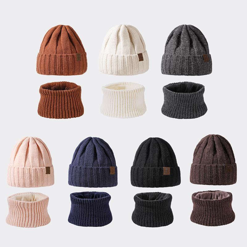 Strickmütze Schal Kit Herren Damen Winter Dicke warme Mütze Zweiteilige Gehörschutz Wollmütze