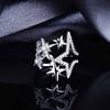 Trendy Open Ring with Five Point Star Design Fashionable Zircon Jewelry for Women and Men