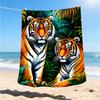 1pc Tiger Print Throw Blanket Polyester Fiber, Lightweight Flannel, Soft & Warm, All Season Use for Outdoor, Camping Digital Print