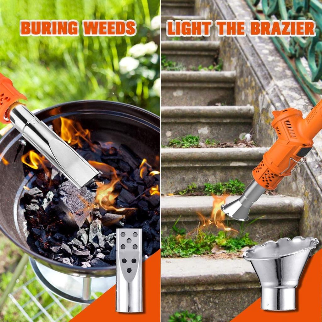 Pistolet à air chaud électrique 3 en 1 2000 W, désherbant, briquet barbecue, lance-flammes, brûleur de mauvaises herbes thermique, outil de jardin, désherbeur thermique