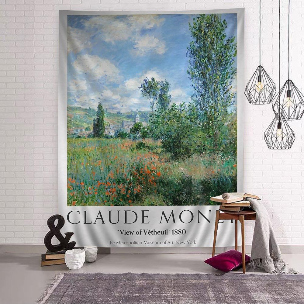 Impressionism Artist Claude Monet Chart Tapestry Bohemian Wall Tapestries Mandala Wall Art Decor