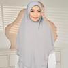 Double Layer Chiffon Instant Hijab Amira Women Solid Color Premium Quanlity Chiffon Khimar Full Cover Head Ready To Wear Scarf