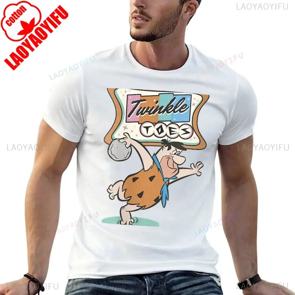 The Flintstones Twinkle Toes Fred Flintstone Bowling Alley T-shirt Hot Sale 2025 Korean Fashion Cute Clothes Men Clothes Womens