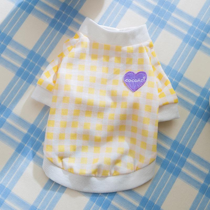 Love plaid spring summer thin breathable puppy dog clothing medium and small dog than bear cat two-legged pet clothing