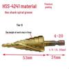 Titanium-Plated Spiral Groove Step Drill Bit Set (4-32mm, 4-20mm, 4-12mm) - Hex Shank Hole Expander