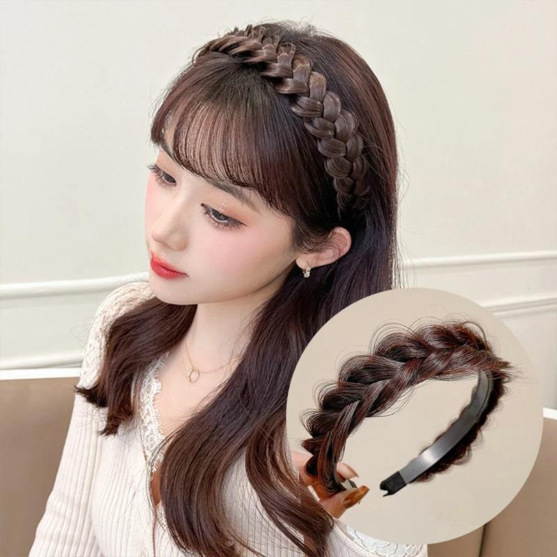 פאה עצלנית טוויסט סרטים לנשים צמות רחבות עצם דג צמות שיער בעבודת יד רטרו ראש חישוק עיצוב שיער אביזרי כיסוי ראש