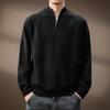 Men's High-End Half-Zip Stand Collar Knit Sweater - Autumn/Winter Korean Style Solid Color Casual Base Layer Top