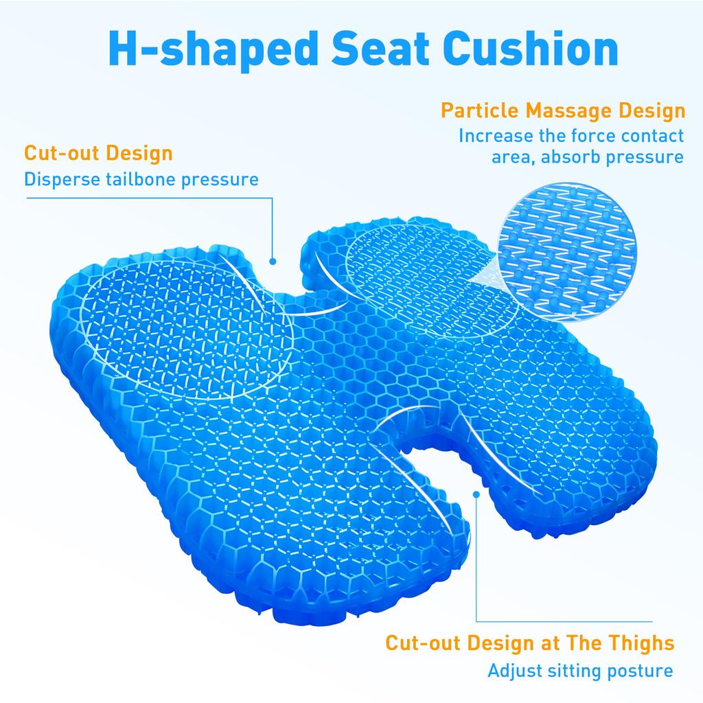 TITIROBA Gel Zero Honeycomb Flott for Respekt for Eldre Arbeid Hjemmefra Trekk 22FC018 Pute, Ergonomisk, Tyngdekraft, Struktur, Ikke-Klam, Dag,