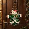 Winter Home Decor Wooden Christmas Hanging Pendant, Cartoon Welcome Sign for Front Door, Holiday Shop Decorations Wall with Cute