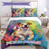 3PC Custom Name "Colorful Dog Artwork" Bedding Set Duvet Cover Closure Includes 1 Duvet Cover & 2 Pillowcases for Bedroom