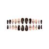Almond Shape False Nails with Stripes, 3D Flowers, and Rhinestones