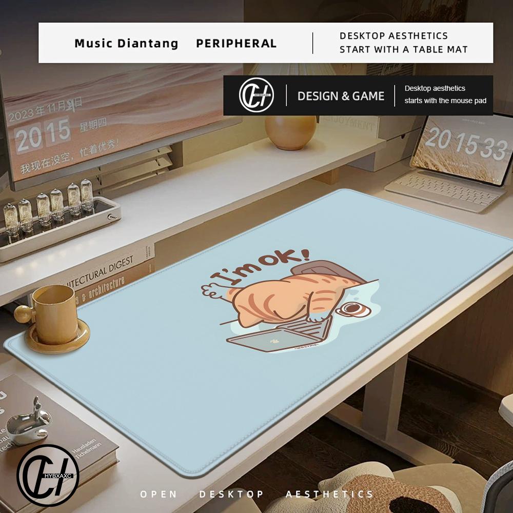 Cartoon Cute Cat Large Xxl Mouse Pad Anti Slip Rubber Edge Locked Thickened Nonslip Laptop Gaming Table Pad Desk Mat Hybxaxc