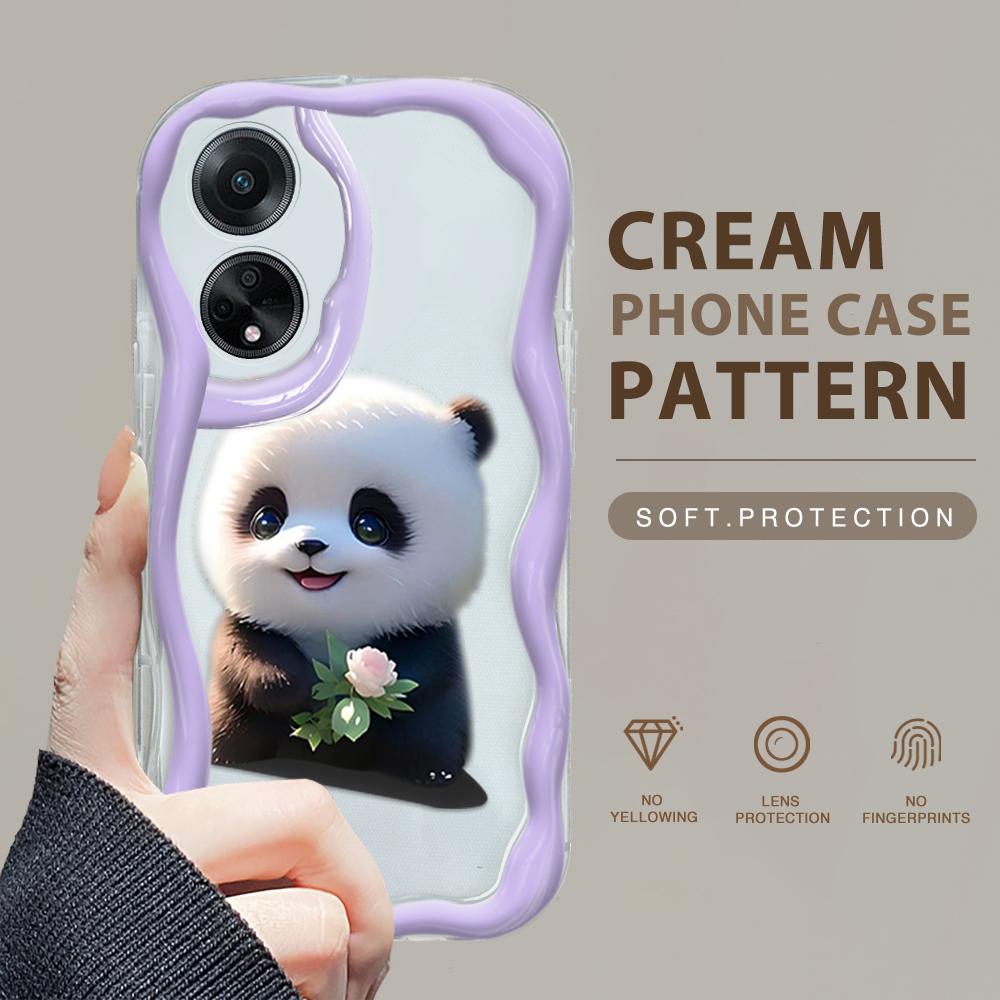 

Милый мультяшный узор, кремовая текстура, мягкий силиконовый чехол с волнистыми краями, чехол для телефона для OPPO Reno Realme Realme Narzo N61 прозрачный