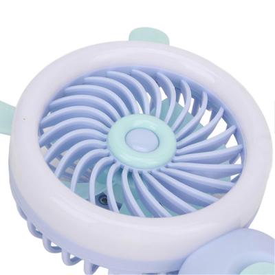 Handventilator USB-wiederaufladbar Drei Stufen einstellbar Ergonomischer tragbarer Ventilator mit blendendem Licht für den Außenbereich Blau