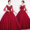Color Yarn 1011 New Host Long Evening Dress Female Performance Student Vocal Solo Art Test Costume Fluffy Skirt