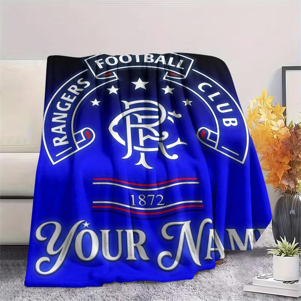 1pz Coperta di Flanella Personalizzata con Nome e Motivo Rangers FC Adatta a Tutte le Stagioni per Arredamento Casa Calore e Comfort Regali Regalo Festivo_xia