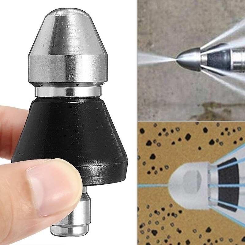 Metalen 1/4" Snelkoppeling Hogedrukreiniger 6-Jets Mondstuk Universele Wasmachine Afvoerpijp Baggeren Reinigingsmondstuk