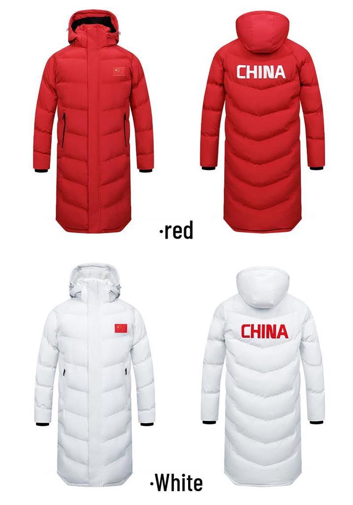 Men's Long Fleece-Lined Cotton Winter Training Coat for Students