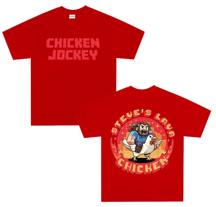 

Chicken Jockey Shirt Funny Farm Animal Graphic T Shirt Men s Women Fashion Oversized T-shirts Casual High Quality Cotton T-shirt 3XL