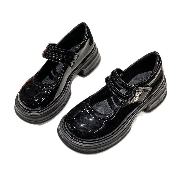 Thick-soled Mary Jane Small Leather Shoes Women's Autumn Height Increase Patent Leather Retro with Skirt Single Shoes Gentle 2025 New Versatile
