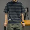 100 % Baumwolle Herren Kurzarm T-Shirt Rundhals Gestreifte Sommerhemden Koreanische Version Trendy Tide Lose Halbarm