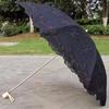 Koronkowy Parasol Słoneczny dla Kobiet, Ochrona przed Słońcem i Wiatrem, 3-składany Odporny na UV Parasol Przeciwsłoneczny, Osłona Przeciwsłoneczna