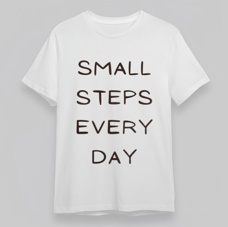 

Women s Fashion T-Shirt Small Steps Every Day Bold Typography Oversize Tee USA 3XL