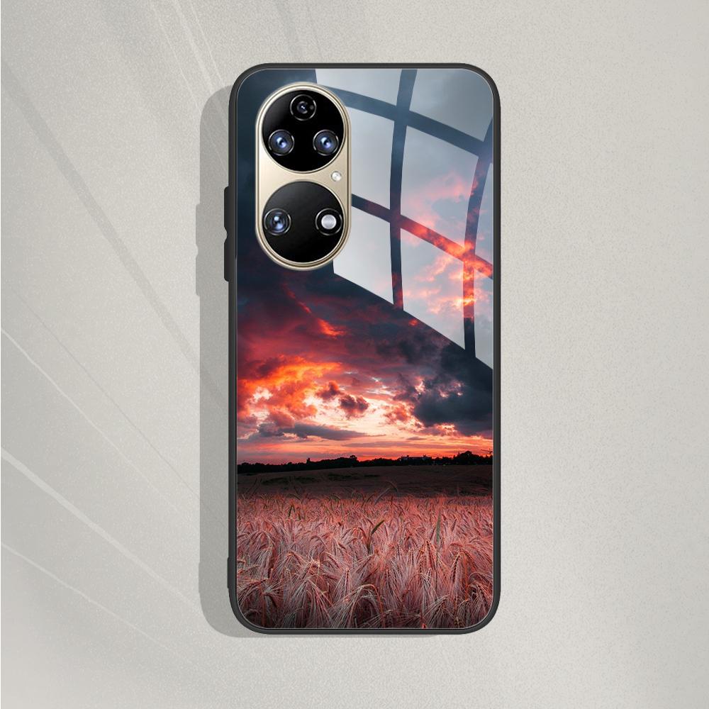 Pro Huawei P50 Pro Pouzdro P50E P 50 Luxusní tvrzené sklo Kryt telefonu Pro Huawei P50 Zadní kryt Módní ochranné TPU Coque P50Pro