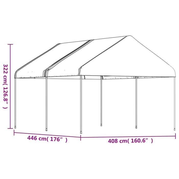 VidaXL Belvédère avec toit blanc 4,46x4,08x3,22 m polyéthylène, tente de fête, chapiteau, abri à auvent, pavillon, tente 3155510