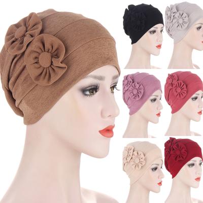 Frauen solide Perlen Indien Hut muslimischen Rüschen Chemo Hut Wrap Cap